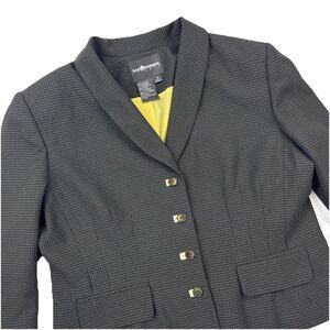 Sag Harbor Suit Womens 18 Black Dot Blazer Jacket Yellow Gold Buttons Career